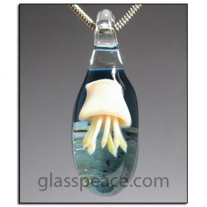 Jellyfish Glass Pendant Lampwork Focal Necklace..